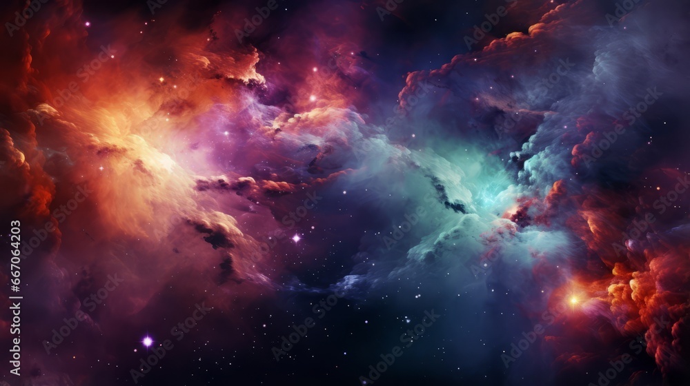 Colorful space galaxy cloud, Nebula, Generative AI