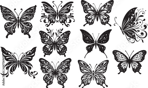 Flying Butterflies, Silhouette Set Of Butterfly, Butterflies Vector © Aleksandar