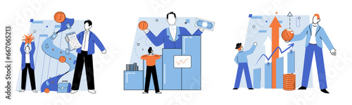 Business deal. Vector illustration. Businessmen play crucial role in driving economic growth Deals are made to achieve mutually beneficial outcomes Success in business often comes from strong