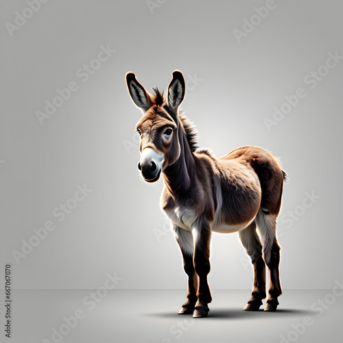 little donkey isolated  Transparent vector style. ai generative