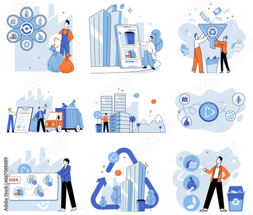 Clean city. Vector illustration. The city fosters culture of environmental consciousness, encouraging residents to make informed choices contribute tooverall well-being ofplanet Social