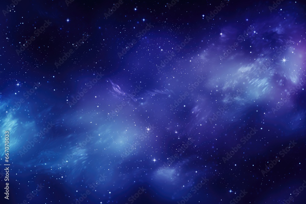 Night sky with stars. Universe filled with clouds, nebula and galaxy. Landscape with gradient blue and purple colorful cosmos with stardust and milky way. Magic color galaxy, space background 