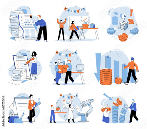 Business chaos. Vector illustration. The constant state chaos leaves employees feeling worried, burned out, and mentally exhausted The tangled web tasks and responsibilities leads to anxiety