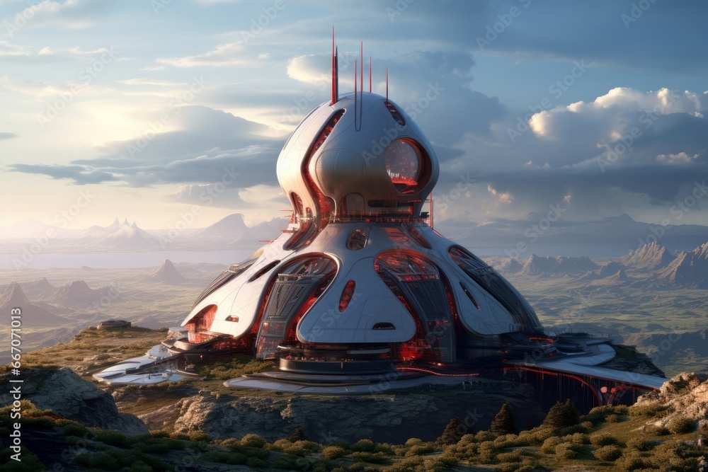 Visionary Futuristic observatory. Dome building space. Generate Ai ...