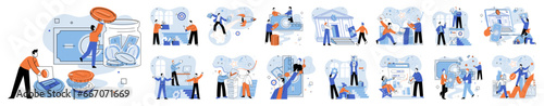 Crowdfunding. Vector illustration. Crowdfunding has revolutionized project funding through power crowd The crowdfunding metaphor compares backers to supportive crowd Donations are crucial for success