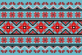 Traditional ethnic fabric pattern, seamless pattern design for textiles, rugs, wallpaper, clothing, sarong, scarf, batik, wrap, embroidery, print, background, vector illustration. pixel art