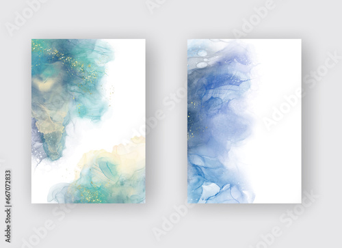 Luxury blue abstract background of marble liquid ink art. Vector illustration.