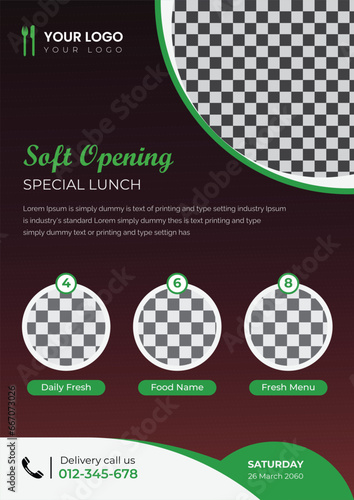 restaurant flyer design template for fast food, pizza, burger etc.