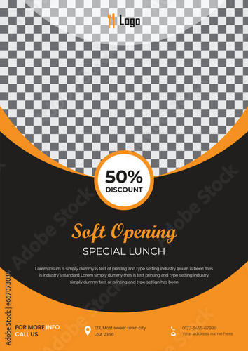 restaurant flyer design template for fast food, pizza, burger etc.