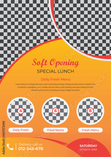 restaurant flyer design template for fast food, pizza, burger etc.