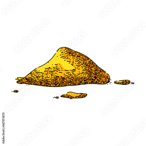 spicy curry hand drawn. asian dish, indian sauce, traditional hot spicy curry vector sketch. isolated color illustration