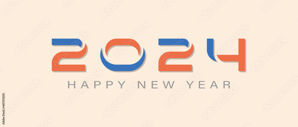 Happy new year 2024 with modern blue color background. 2024 new year calendar and celebration concept