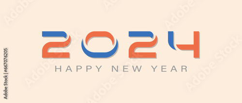 Happy new year 2024 with modern blue color background. 2024 new year calendar and celebration concept