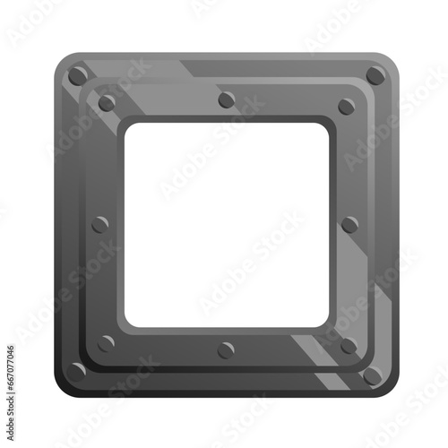 Realistic Square steel or metal frame window porthole on rocket spaceship submarine vehicle bunker lab icon vector illustration resource isolated on transparent background