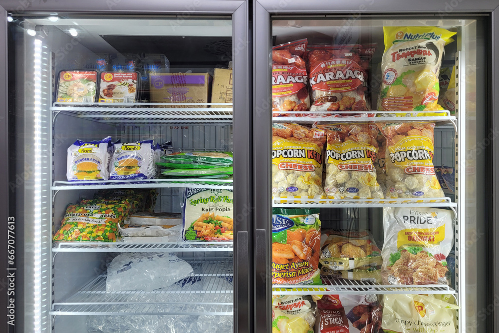 PENANG, MALAYSIA 7 OCT 2023 Within a convenience store in Penang, an interior view unveils a