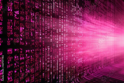 Wallpaper Mural Pink digital binary data on computer screen background Torontodigital.ca