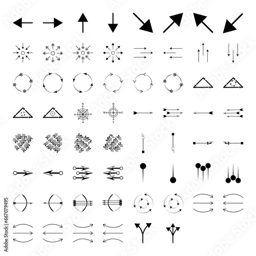 Arrows set. Arrow icon collection. Set different arrows or web design. Arrow flat style isolated on white background - stock vector.