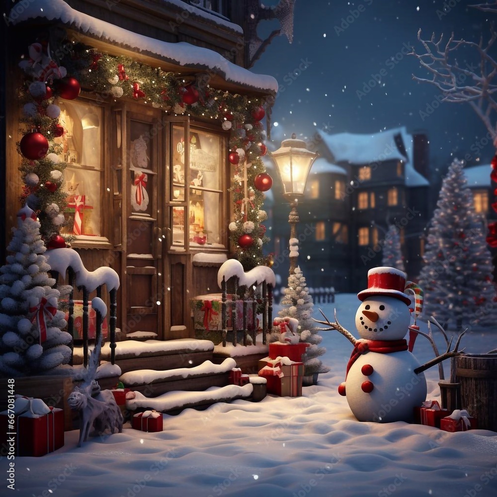 Christmas new year cozy house outdoor