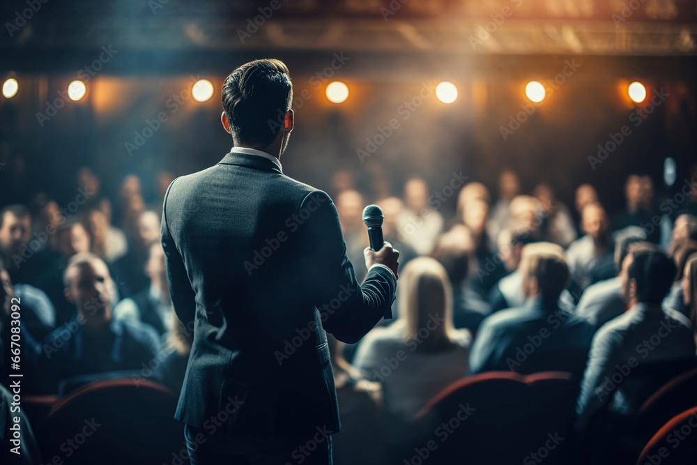 Politician or speaker during a preamble to a group of people Politician or speaker during a preamble to a group of people