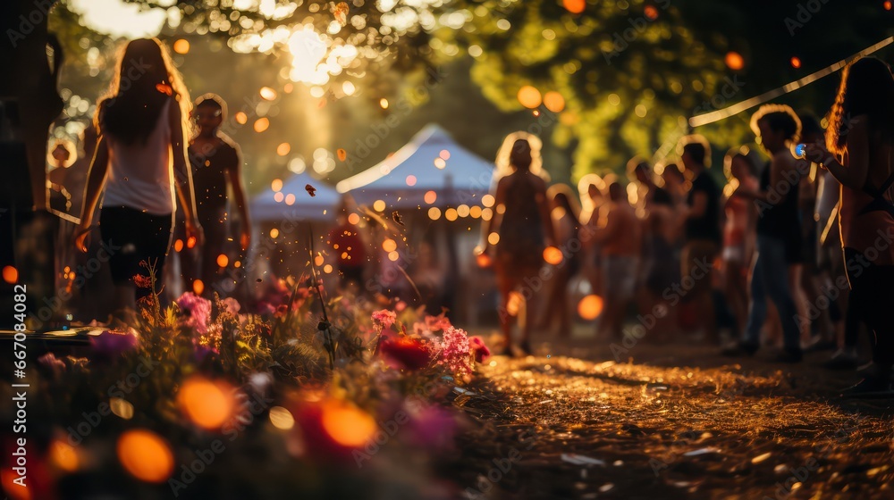 people in the park at night