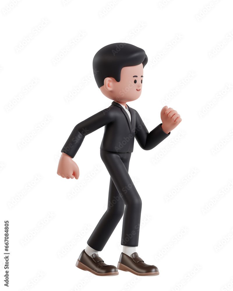 3d Illustration of Cartoon businesswoman running