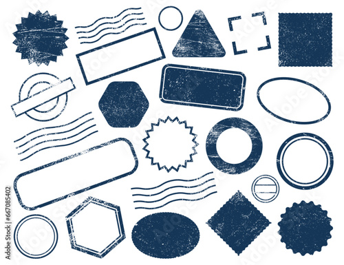 Blank stamps set elements monochrome