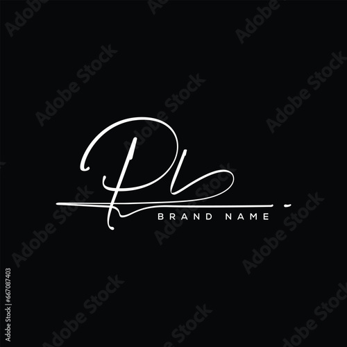 PL letter beauty handwriting vector logo. 