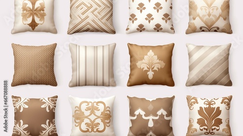 collection Set of different décor styles of vantage and modern bedding or sofa cushion or pillow styles for interior decoration  photo