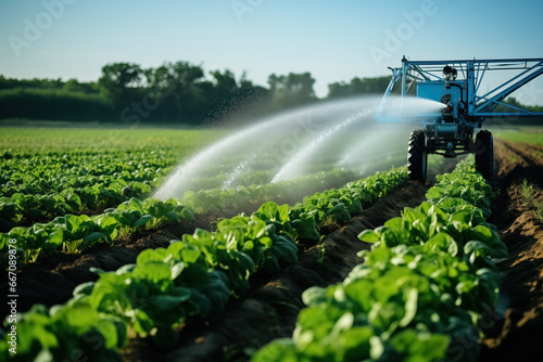watering crops at the field