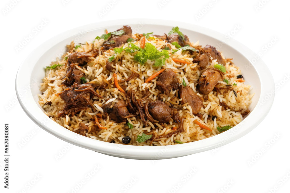 Savory Biryani Dish on Transparent Background