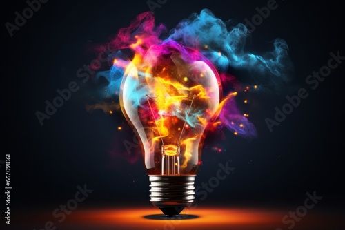 Colorful Smoke Erupts from Shattering Lightbulb