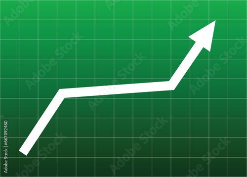 white arrow pointing up graph green backgorund with grid business profit stock forex bullish economic growth investment gain