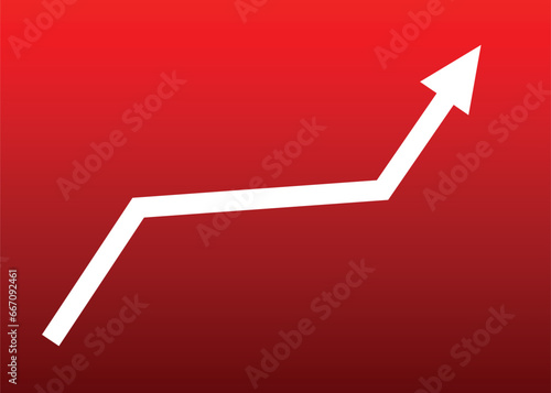 white arrow pointing up graph red backgorund business profit stock forex bullish economic growth investment gain
