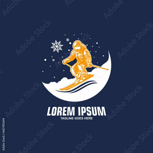 Ski Skiing Sport Logo Template Vector