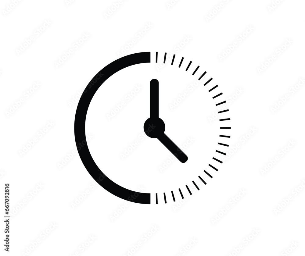 Clock icon in Basic straight flat style. Collection of vector symbol on white background. Vector illustration. Clock icon in Basic straight flat style. Collection of vector symbol on white background. Vector illustration.