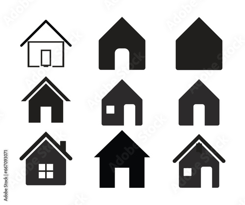 Home icon in Basic straight flat style. Collection of vector symbol on white background. Vector illustration.