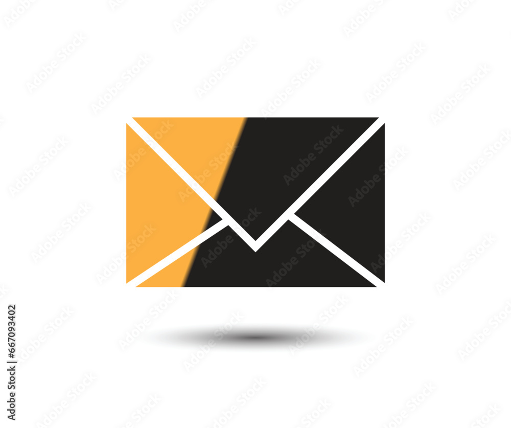 Mail icon in Basic straight flat style. Collection of vector symbol on white background. Vector illustration.