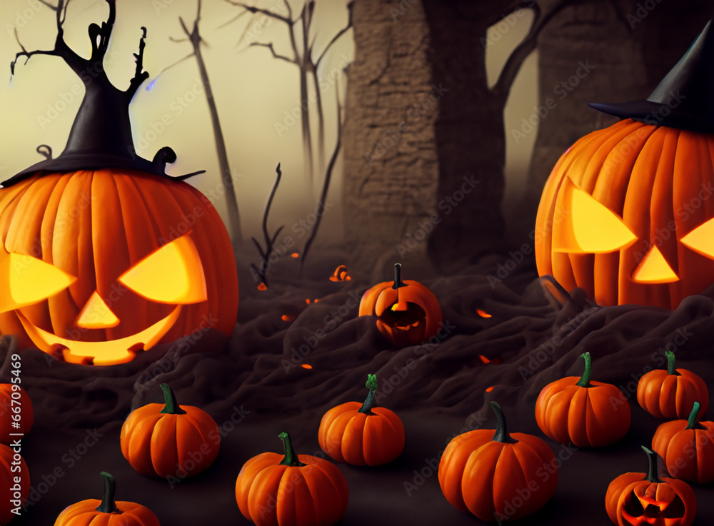 halloween background with pumpkins and bats halloween background with pumpkins and bats