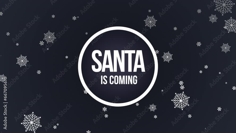 Santa Is Coming with fall snowflakes on blue gradient, motion holidays and retro style background for New Year and Merry Christmas Santa Is Coming with fall snowflakes on blue gradient, motion holidays and retro style background for New Year and Merry Christmas