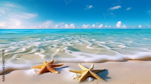 summer holiday background with starfish