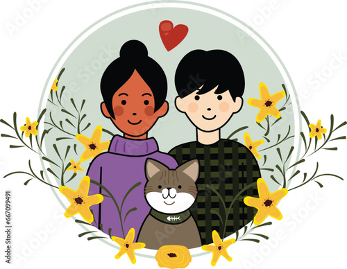 Cute Pet Cat Adoption and Fostering New Addition to Family Portrait