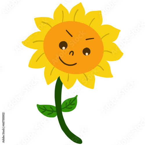 A cartoon drawing of a bright yellow sunflower.