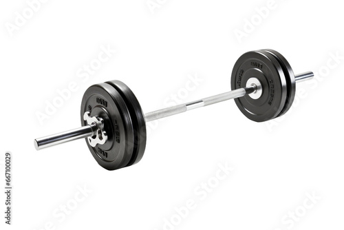 Weightlifting Barbell With Black plates on Transparent Background