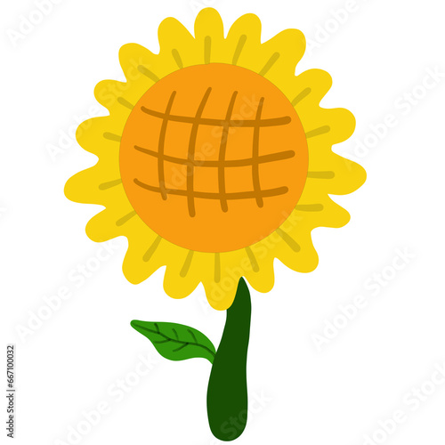 A cartoon drawing of a bright yellow sunflower.