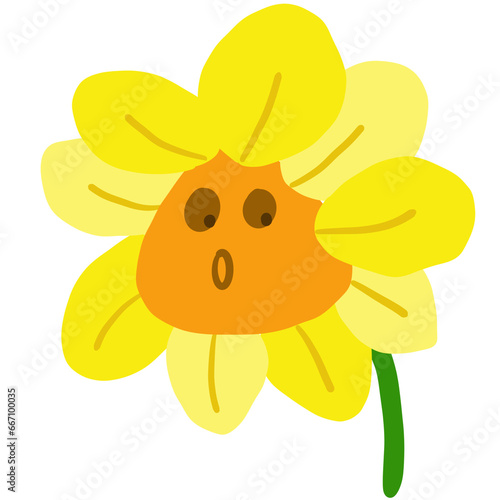 A cartoon drawing of a bright yellow sunflower.