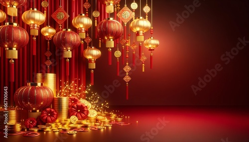 Traditional Chinese Lanterns and Ornaments Background