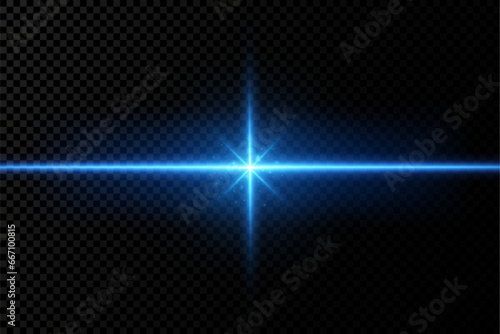 Bright particles, burning blue lights, stars, lasers. Vector.	