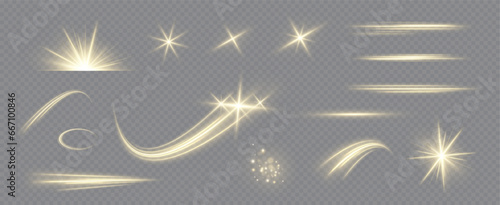 glowing light explodes on a transparent background. with ray. Transparent shining sun, bright flash. Special lens flare light effect.	