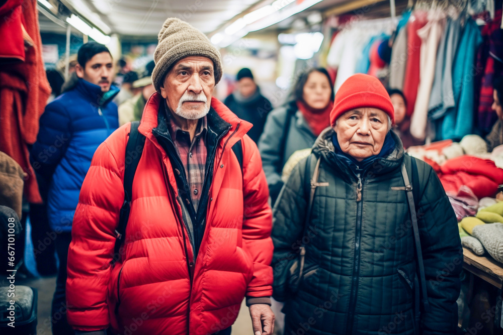 Multi-Ethnic Friends Exploring a Vibrant Winter Market Multi-Ethnic Friends Exploring a Vibrant Winter Market