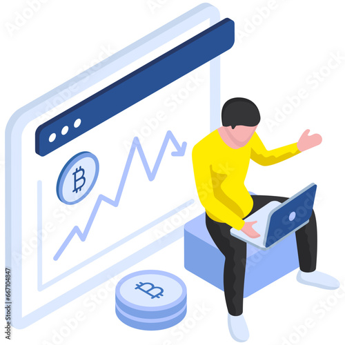 A creative design illustration of bitcoin recession chart 